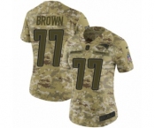 Women's Nike New England Patriots #77 Trent Brown Limited Camo 2018 Salute to Service NFL Jersey