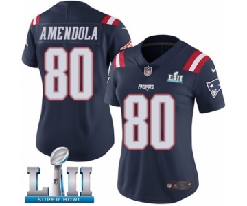 Women's Nike New England Patriots #80 Danny Amendola Limited Navy Blue Rush Vapor Untouchable Super Bowl LII NFL Jersey