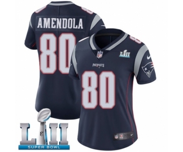 Women's Nike New England Patriots #80 Danny Amendola Navy Blue Team Color Vapor Untouchable Limited Player Super Bowl LII NFL Jersey