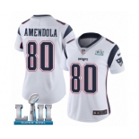 Women's Nike New England Patriots #80 Danny Amendola White Vapor Untouchable Limited Player Super Bowl LII NFL Jersey