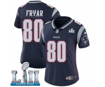 Women's Nike New England Patriots #80 Irving Fryar Navy Blue Team Color Vapor Untouchable Limited Player Super Bowl LII NFL Jersey