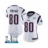 Women's Nike New England Patriots #80 Irving Fryar White Vapor Untouchable Limited Player Super Bowl LII NFL Jersey