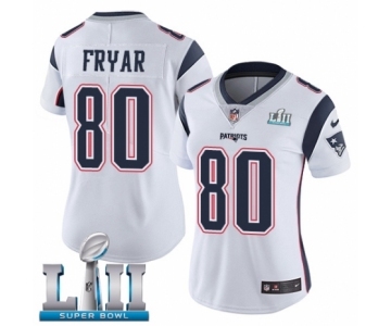 Women's Nike New England Patriots #80 Irving Fryar White Vapor Untouchable Limited Player Super Bowl LII NFL Jersey