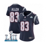 Women's Nike New England Patriots #83 Dwayne Allen Navy Blue Team Color Vapor Untouchable Limited Player Super Bowl LII NFL Jersey