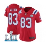 Women's Nike New England Patriots #83 Dwayne Allen Red Alternate Vapor Untouchable Limited Player Super Bowl LII NFL Jersey