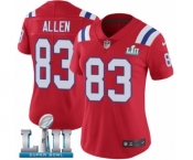 Women's Nike New England Patriots #83 Dwayne Allen Red Alternate Vapor Untouchable Limited Player Super Bowl LII NFL Jersey