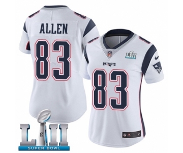 Women's Nike New England Patriots #83 Dwayne Allen White Vapor Untouchable Limited Player Super Bowl LII NFL Jersey