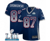 Women's Nike New England Patriots #87 Rob Gronkowski Elite Navy Blue Drift Fashion Super Bowl LII NFL Jersey