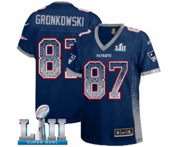 Women's Nike New England Patriots #87 Rob Gronkowski Elite Navy Blue Drift Fashion Super Bowl LII NFL Jersey