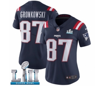 Women's Nike New England Patriots #87 Rob Gronkowski Limited Navy Blue Rush Vapor Untouchable Super Bowl LII NFL Jersey