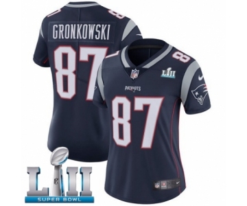 Women's Nike New England Patriots #87 Rob Gronkowski Navy Blue Team Color Vapor Untouchable Limited Player Super Bowl LII NFL Jersey