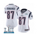 Women's Nike New England Patriots #87 Rob Gronkowski White Vapor Untouchable Limited Player Super Bowl LII NFL Jersey