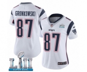 Women's Nike New England Patriots #87 Rob Gronkowski White Vapor Untouchable Limited Player Super Bowl LII NFL Jersey