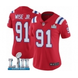 Women's Nike New England Patriots #91 Deatrich Wise Jr Red Alternate Vapor Untouchable Limited Player Super Bowl LII NFL Jersey