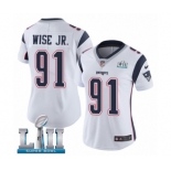 Women's Nike New England Patriots #91 Deatrich Wise Jr White Vapor Untouchable Limited Player Super Bowl LII NFL Jersey