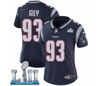 Women's Nike New England Patriots #93 Lawrence Guy Navy Blue Team Color Vapor Untouchable Limited Player Super Bowl LII NFL Jersey