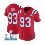 Women's Nike New England Patriots #93 Lawrence Guy Red Alternate Vapor Untouchable Limited Player Super Bowl LII NFL Jersey