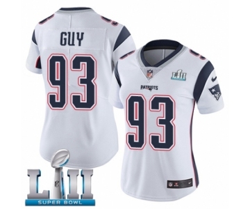 Women's Nike New England Patriots #93 Lawrence Guy White Vapor Untouchable Limited Player Super Bowl LII NFL Jersey