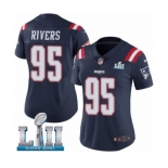 Women's Nike New England Patriots #95 Derek Rivers Limited Navy Blue Rush Vapor Untouchable Super Bowl LII NFL Jersey