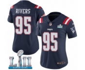 Women's Nike New England Patriots #95 Derek Rivers Limited Navy Blue Rush Vapor Untouchable Super Bowl LII NFL Jersey