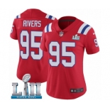 Women's Nike New England Patriots #95 Derek Rivers Red Alternate Vapor Untouchable Limited Player Super Bowl LII NFL Jersey