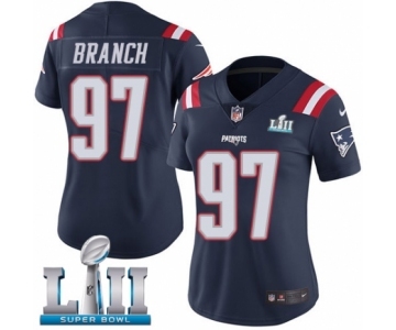 Women's Nike New England Patriots #97 Alan Branch Limited Navy Blue Rush Vapor Untouchable Super Bowl LII NFL Jersey