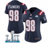 Women's Nike New England Patriots #98 Trey Flowers Limited Navy Blue Rush Vapor Untouchable Super Bowl LII NFL Jersey