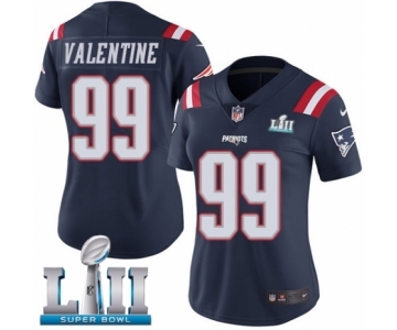 Women's Nike New England Patriots #99 Vincent Valentine Limited Navy Blue Rush Vapor Untouchable Super Bowl LII NFL Jersey