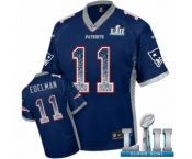 Youth Nike New England Patriots #11 Julian Edelman Elite Navy Blue Drift Fashion Super Bowl LII NFL Jersey