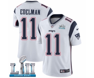 Youth Nike New England Patriots #11 Julian Edelman White Vapor Untouchable Limited Player Super Bowl LII NFL Jersey