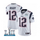 Youth Nike New England Patriots #12 Tom Brady White Vapor Untouchable Limited Player Super Bowl LII NFL Jersey