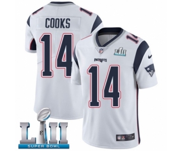 Youth Nike New England Patriots #14 Brandin Cooks White Vapor Untouchable Limited Player Super Bowl LII NFL Jersey