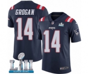 Youth Nike New England Patriots #14 Steve Grogan Limited Navy Blue Rush Vapor Untouchable Super Bowl LII NFL Jersey