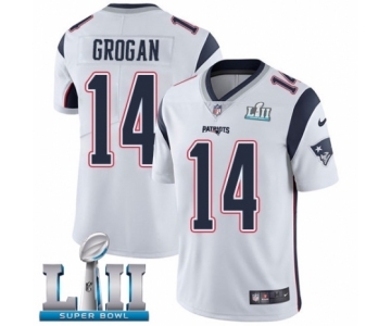 Youth Nike New England Patriots #14 Steve Grogan White Vapor Untouchable Limited Player Super Bowl LII NFL Jersey