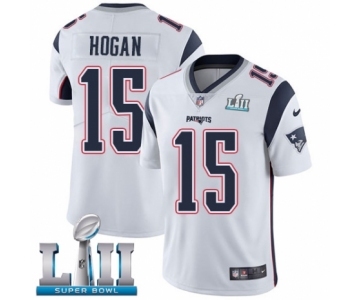 Youth Nike New England Patriots #15 Chris Hogan White Vapor Untouchable Limited Player Super Bowl LII NFL Jersey