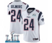 Youth Nike New England Patriots #24 Stephon Gilmore White Vapor Untouchable Limited Player Super Bowl LII NFL Jersey