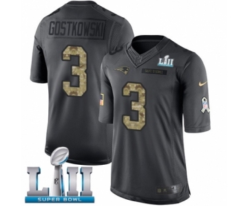 Youth Nike New England Patriots #3 Stephen Gostkowski Limited Black 2016 Salute to Service Super Bowl LII NFL Jersey