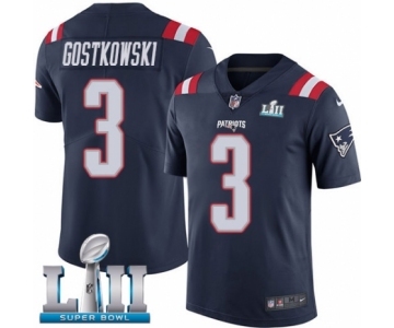 Youth Nike New England Patriots #3 Stephen Gostkowski Limited Navy Blue Rush Vapor Untouchable Super Bowl LII NFL Jersey