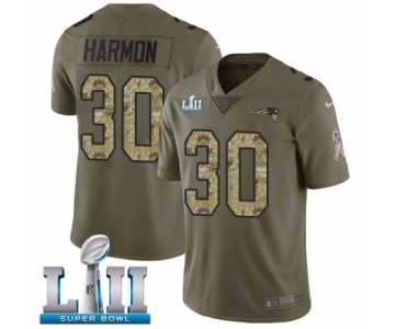 Youth Nike New England Patriots #30 Duron Harmon Limited Olive Camo 2017 Salute to Service Super Bowl LII NFL Jersey