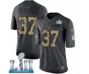 Youth Nike New England Patriots #37 Jordan Richards Limited Black 2016 Salute to Service Super Bowl LII NFL Jersey