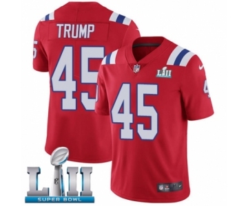 Youth Nike New England Patriots #45 Donald Trump Red Alternate Vapor Untouchable Limited Player Super Bowl LII NFL Jersey