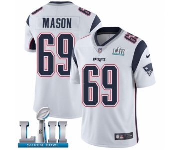 Youth Nike New England Patriots #69 Shaq Mason White Vapor Untouchable Limited Player Super Bowl LII NFL Jersey