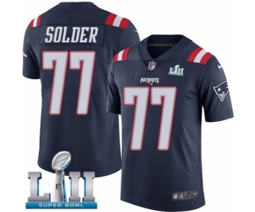 Youth Nike New England Patriots #77 Nate Solder Limited Navy Blue Rush Vapor Untouchable Super Bowl LII NFL Jersey