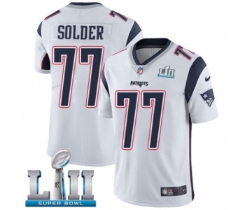 Youth Nike New England Patriots #77 Nate Solder White Vapor Untouchable Limited Player Super Bowl LII NFL Jersey