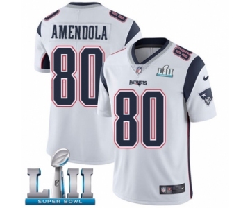 Youth Nike New England Patriots #80 Danny Amendola White Vapor Untouchable Limited Player Super Bowl LII NFL Jersey