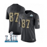 Youth Nike New England Patriots #87 Rob Gronkowski Limited Black 2016 Salute to Service Super Bowl LII NFL Jersey