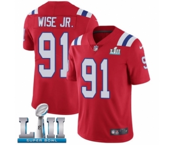 Youth Nike New England Patriots #91 Deatrich Wise Jr Red Alternate Vapor Untouchable Limited Player Super Bowl LII NFL Jersey