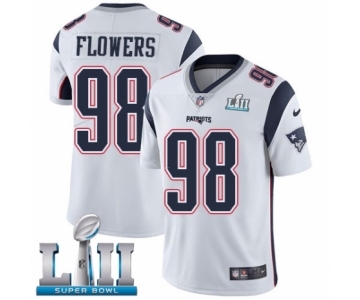 Youth Nike New England Patriots #98 Trey Flowers White Vapor Untouchable Limited Player Super Bowl LII NFL Jersey