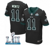 Men's Nike Philadelphia Eagles #11 Carson Wentz Elite Black Alternate Drift Fashion Super Bowl LII NFL Jersey