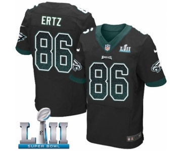 Men's Nike Philadelphia Eagles #86 Zach Ertz Elite Black Alternate Drift Fashion Super Bowl LII NFL Jersey